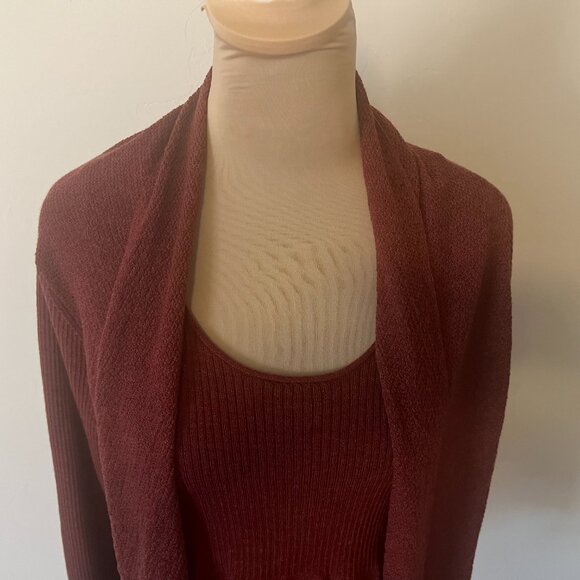 Eileen Fisher Wool Stretch Knit Twinset Cardigan Sweater Sleeveless Top Rib S - Picture 5 of 15